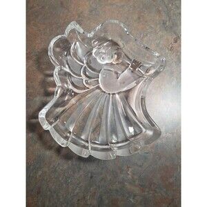 Clear Glass Angel Candy Dish Bowl NO MARKINGS 7"  x 6"